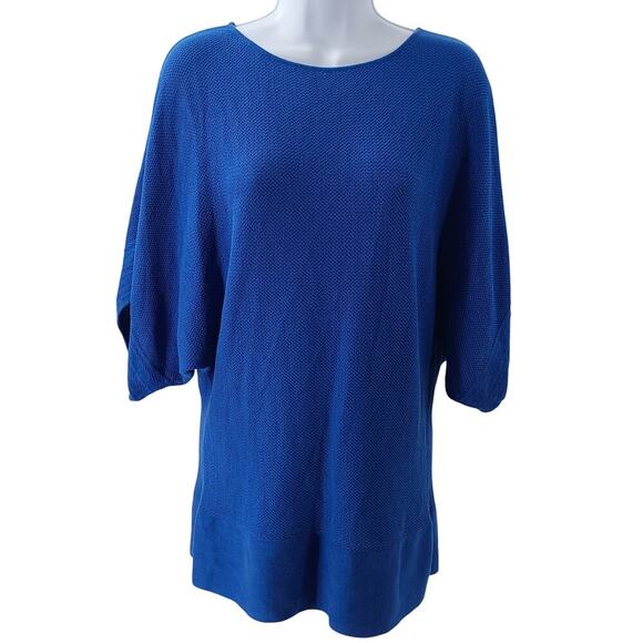 Coldwater Creek women's Silk blend dolman sleeve cinched waist top blue Size 14 - Picture 1 of 7